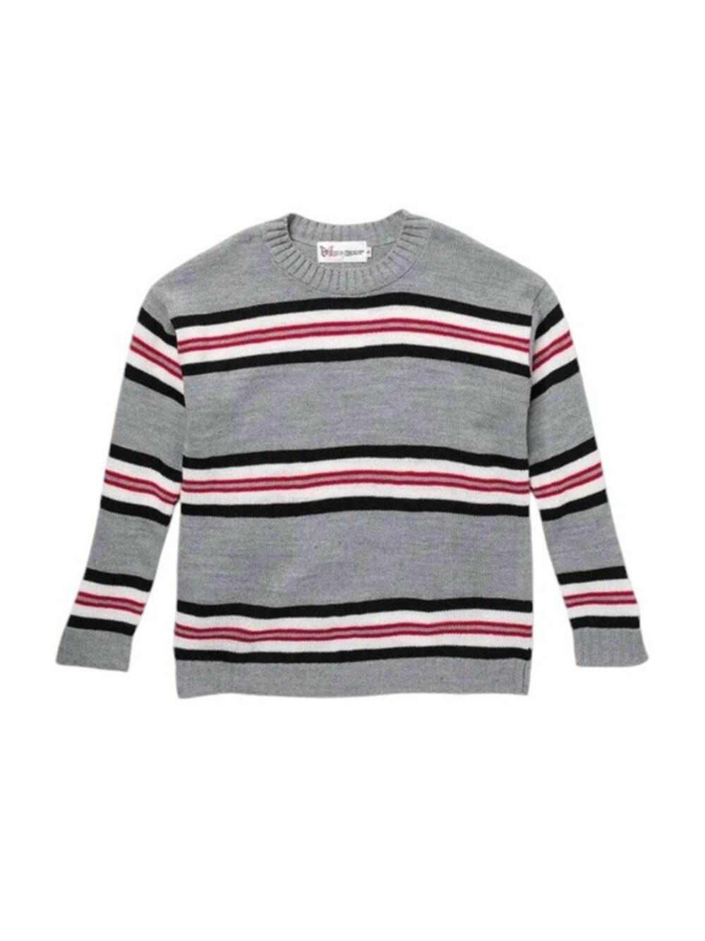 Cotton Emporium Girl's Gray Stripe Long Sleeve Sweater Size Medium NWT